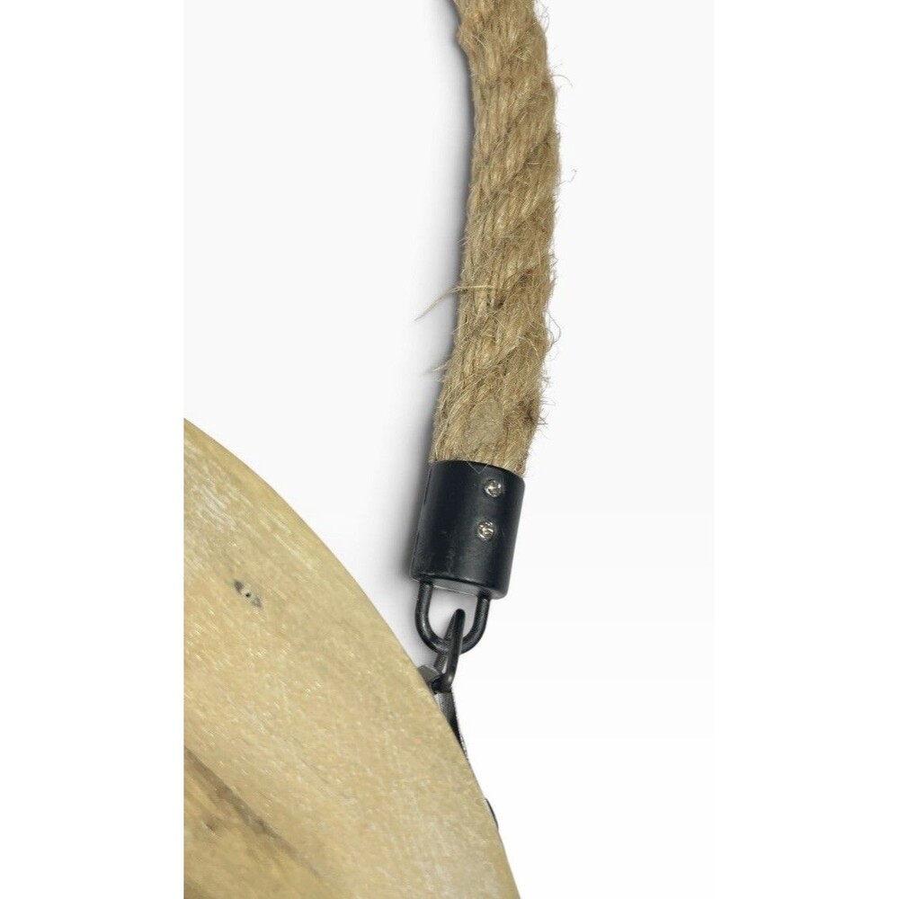 Rustic Round Rope-Hanging Mirror 17" Decor 10" Round Wooden Frame Hobby Lobby - Picture 4 of 10